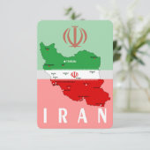 Iran Karte mit Flagge und Emblem (Stehend Vorderseite)