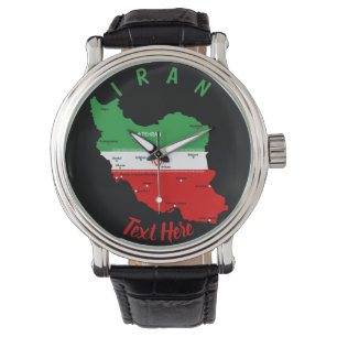 Iran Karte mit Flagge und Emblem Armbanduhr