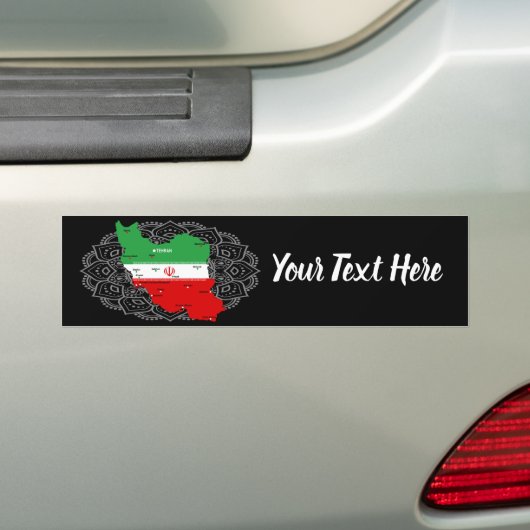 Iran Karte mit Flagge und Emblem Autoaufkleber (Auf Auto)