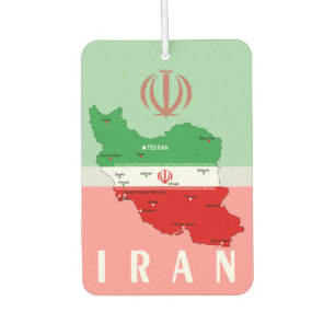 Iran Karte mit Flagge und Emblem Autolufterfrischer
