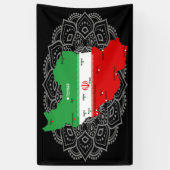 Iran Karte mit Flagge und Emblem Banner (Vertikal)