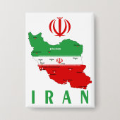 Iran Karte mit Flagge und Emblem Button (Vorderseite)