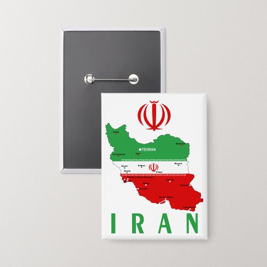Iran Karte mit Flagge und Emblem Button (Vorderseite/Rückseite)