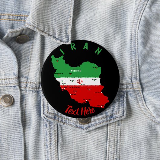 Iran Karte mit Flagge und Emblem Button (Beispiel)