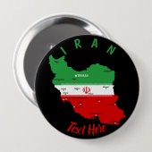 Iran Karte mit Flagge und Emblem Button (Vorne & Hinten)