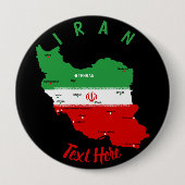 Iran Karte mit Flagge und Emblem Button (Vorderseite)