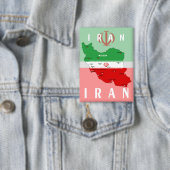 Iran Karte mit Flagge und Emblem Button (Insitu)
