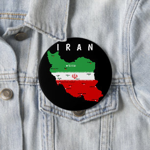 Iran Karte mit Flagge und Emblem Button
