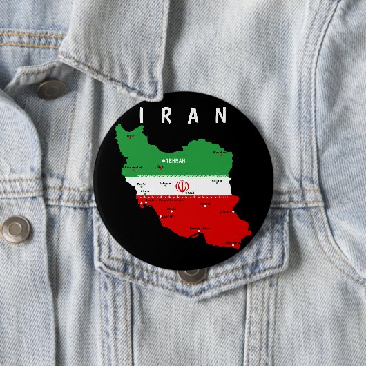 Iran Karte mit Flagge und Emblem Button (Beispiel)