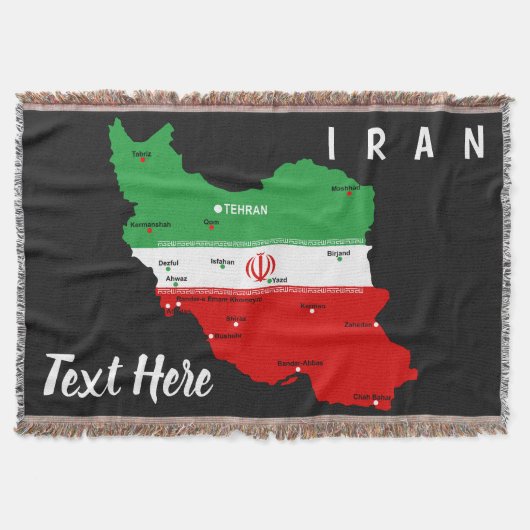 Iran Karte mit Flagge und Emblem Decke (Vorderseite)