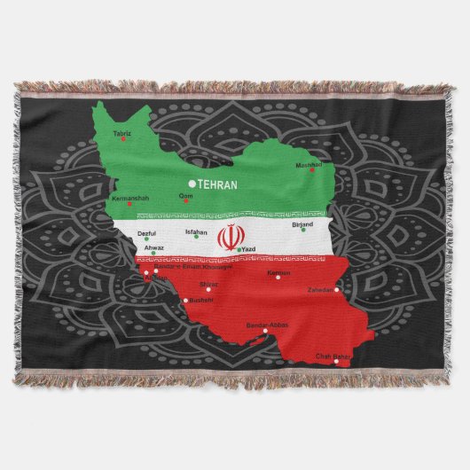 Iran Karte mit Flagge und Emblem Decke (Vorderseite)