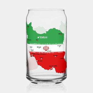 Iran Karte mit Flagge und Emblem Dosenglas