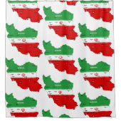 Iran Karte mit Flagge und Emblem Duschvorhang (Vorderseite)