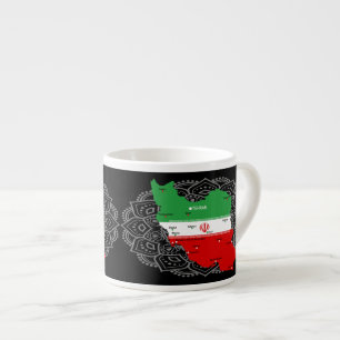 Iran Karte mit Flagge und Emblem Espressotasse