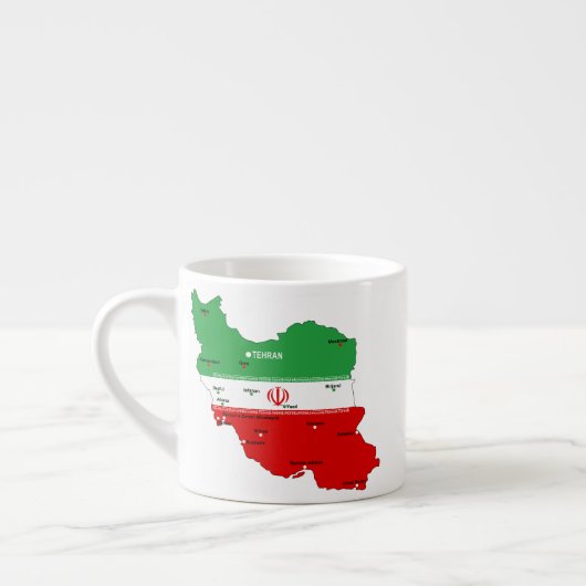 Iran Karte mit Flagge und Emblem Espressotasse (Links)