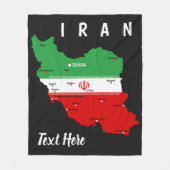 Iran Karte mit Flagge und Emblem Fleecedecke (Vorderseite)