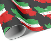 Iran Karte mit Flagge und Emblem Geschenkpapier (Rolleneckpunkt)