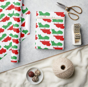 Iran Karte mit Flagge und Emblem Geschenkpapier
