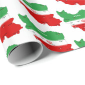 Iran Karte mit Flagge und Emblem Geschenkpapier (Rolleneckpunkt)