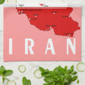 Iran Karte mit Flagge und Emblem Geschirrtuch (Gefaltet)