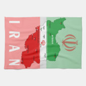 Iran Karte mit Flagge und Emblem Geschirrtuch (Horizontal)