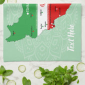 Iran Karte mit Flagge und Emblem Geschirrtuch (Gefaltet)