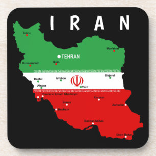 Iran Karte mit Flagge und Emblem Getränkeuntersetzer