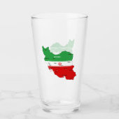 Iran Karte mit Flagge und Emblem Glas (Vorderseite)