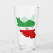 Iran Karte mit Flagge und Emblem Glas (Rückseite)