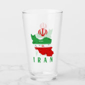 Iran Karte mit Flagge und Emblem Glas (Vorderseite)