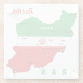 Iran Karte mit Flagge und Emblem Glasuntersetzer (Rückseite)