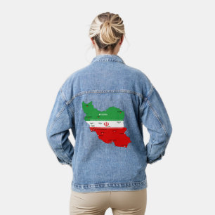 Iran Karte mit Flagge und Emblem Jeansjacke