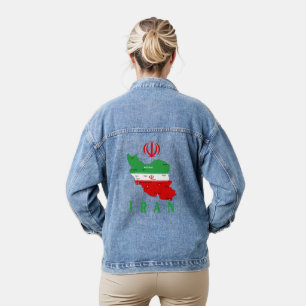 Iran Karte mit Flagge und Emblem Jeansjacke