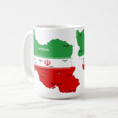 Iran Karte mit Flagge und Emblem Kaffeetasse (Vorderseite Links)