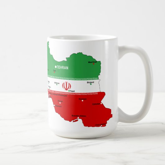 Iran Karte mit Flagge und Emblem Kaffeetasse (Rechts)