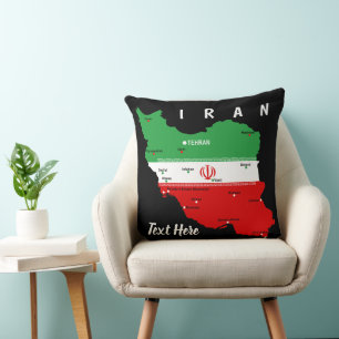 Iran Karte mit Flagge und Emblem Kissen