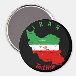 Iran Karte mit Flagge und Emblem Magnet