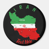 Iran Karte mit Flagge und Emblem Magnet (Vorne)
