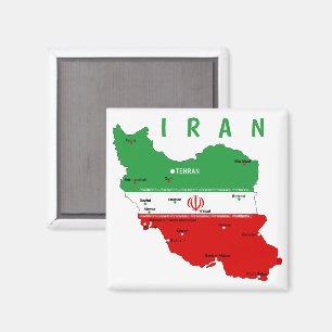 Iran Karte mit Flagge und Emblem Magnet