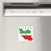 Iran Karte mit Flagge und Emblem Magnet (In Situ (Geschirrspüler))
