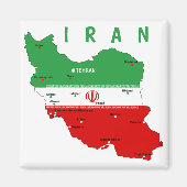 Iran Karte mit Flagge und Emblem Magnet (Vorne)