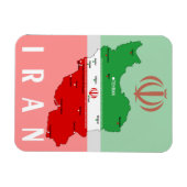 Iran Karte mit Flagge und Emblem Magnet (Horizontal)
