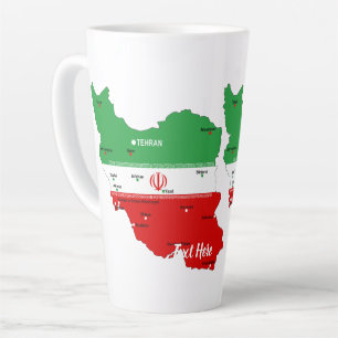 Iran Karte mit Flagge und Emblem Milchtasse