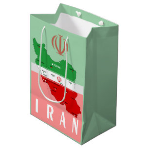 Iran Karte mit Flagge und Emblem Mittlere Geschenktüte