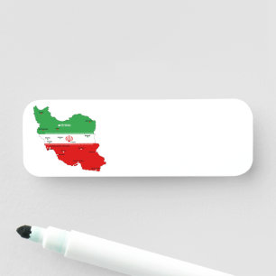 Iran Karte mit Flagge und Emblem Namensschild