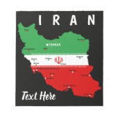 Iran Karte mit Flagge und Emblem Notizblock (Vorderseite)