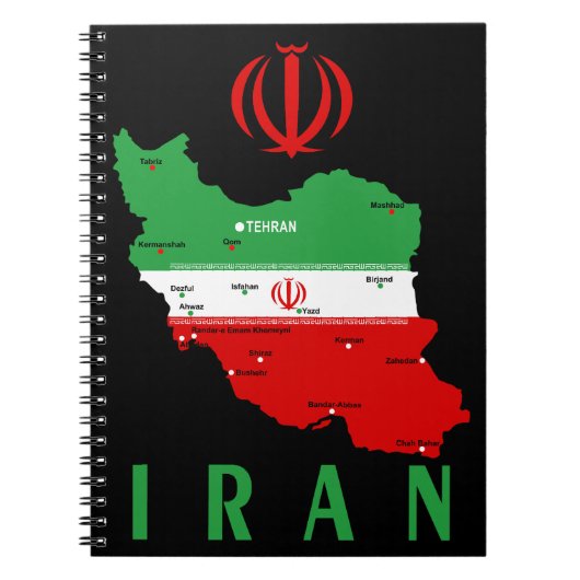 Iran Karte mit Flagge und Emblem Notizblock (Vorderseite)