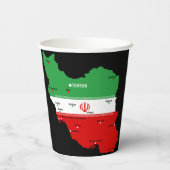 Iran Karte mit Flagge und Emblem Pappbecher (Rückseite)