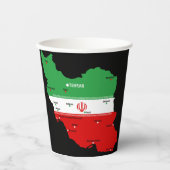 Iran Karte mit Flagge und Emblem Pappbecher (Vorderseite)