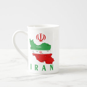 Iran Karte mit Flagge und Emblem Porzellantasse
